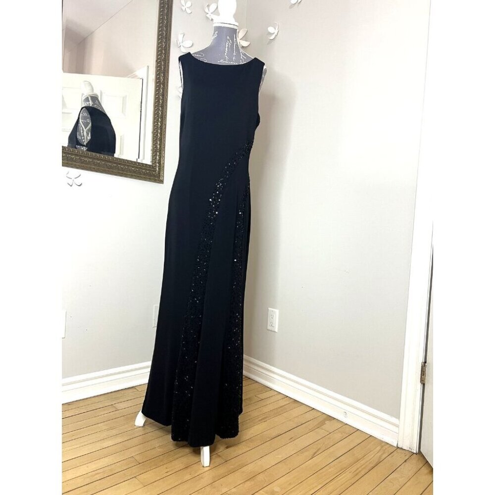 J. Michaels Gown Black Beaded Sleeveless Maxi – Size 14 – Formal/Event